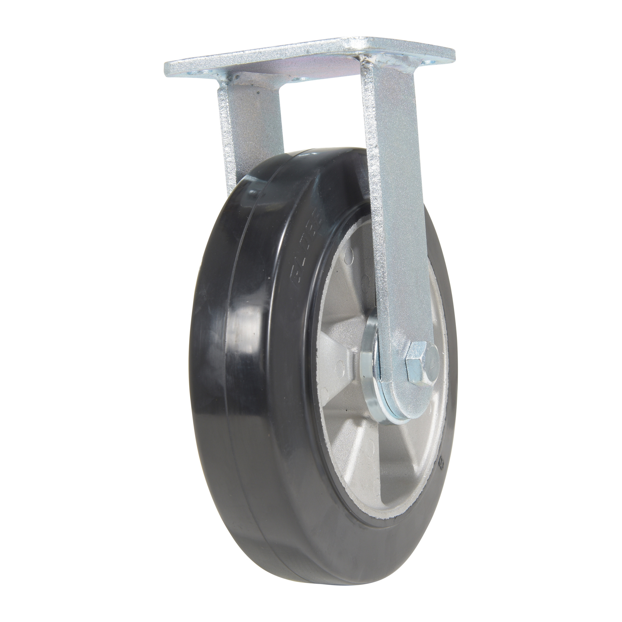 Vestil Rubber Rigid Caster - 8in. x 2in., 881 Lb. Capacity, Zinc Plated, Model# CST-VE-8X2MRA-R